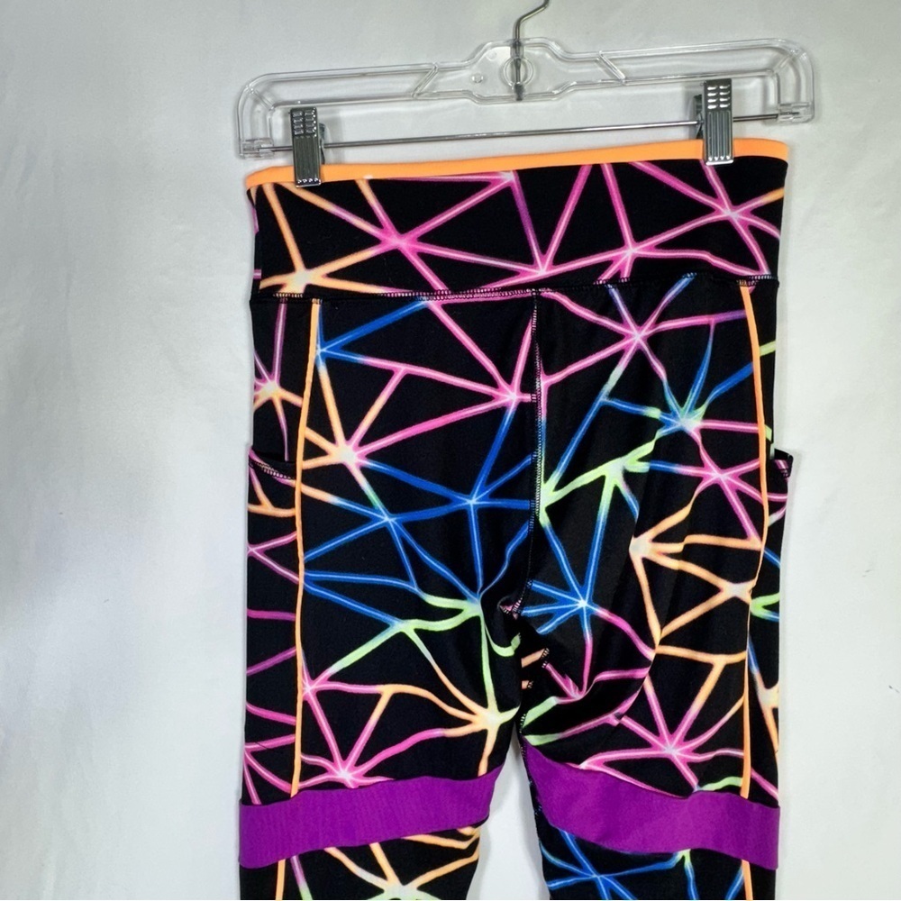 Justice Girls J-Sport Print Blocked Neon Laser Print Leggings - Picture 4 of 7